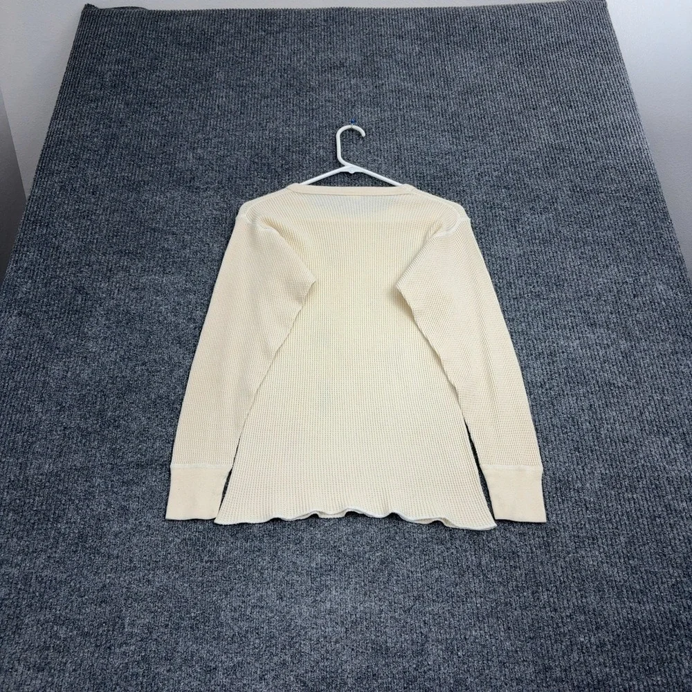 Vintage Arctex Thermal Shirt Men M Cream Cotton Paw Print Waffle David Klein NYC